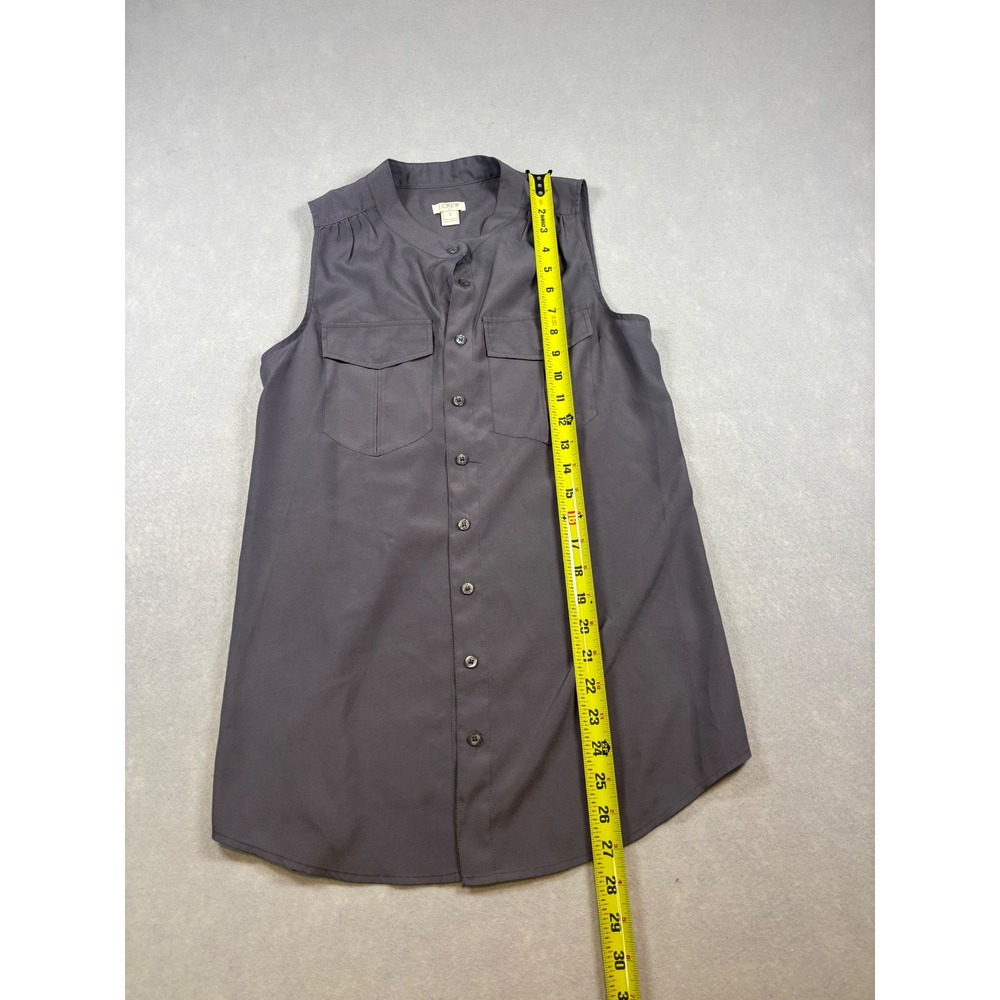 J.Crew Womens Size 2 Dark Gray Sleeveless Button Down Band Collar Blouse Top - Picture 3 of 5